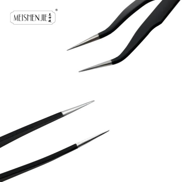 Stainless Steel Eyelash & Nail Art Tweezers - Image 4