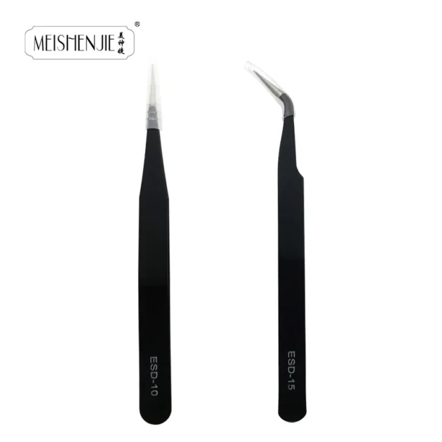 Stainless Steel Eyelash & Nail Art Tweezers - Image 2