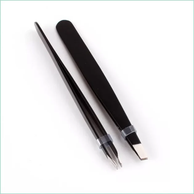 Black Stainless Steel Eyebrow Tweezers - Image 7