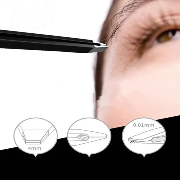 Black Stainless Steel Eyebrow Tweezers - Image 6