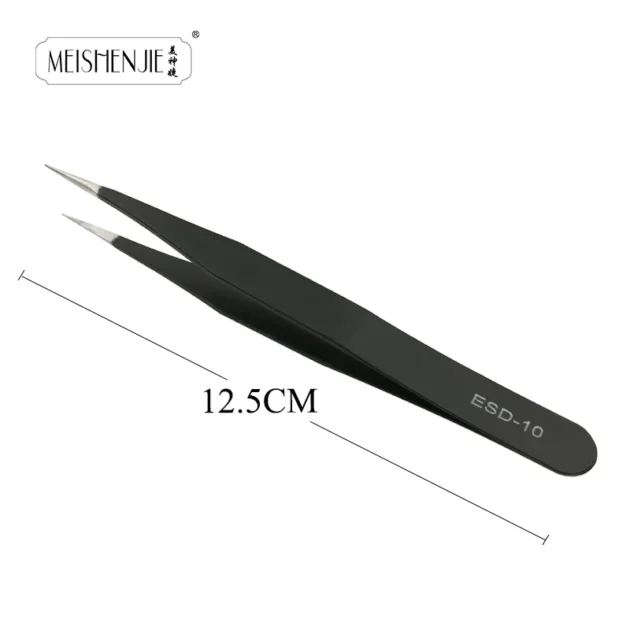 Stainless Steel Eyelash & Nail Art Tweezers - Image 3