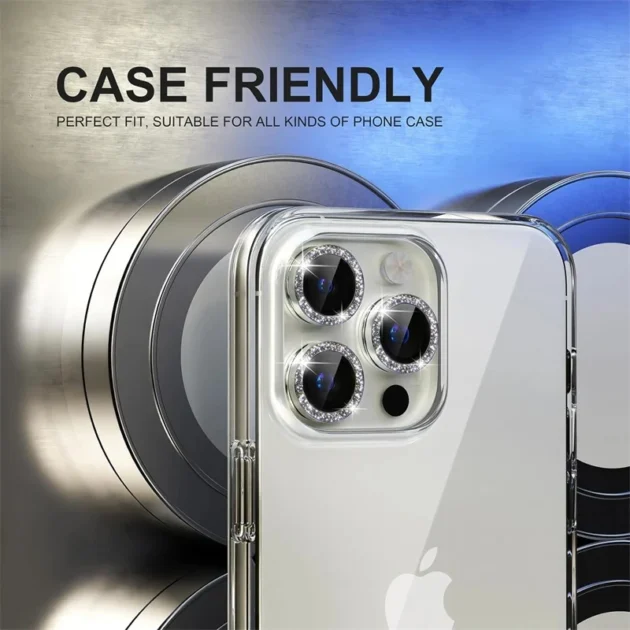 Diamond Metal Camera Lens Protector for iPhone 11-15 Series - Image 3