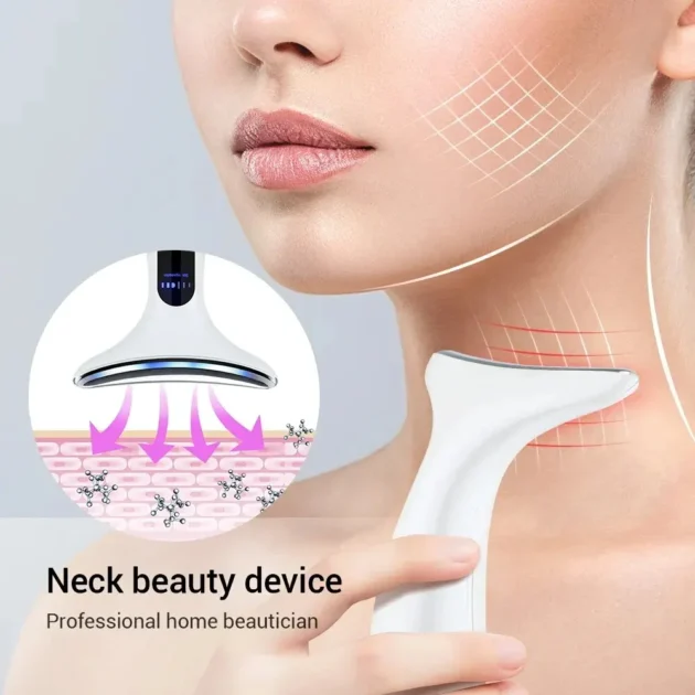 EMS Chin Lifting Face Neck Beauty Device with LED Photon Firming - Image 3