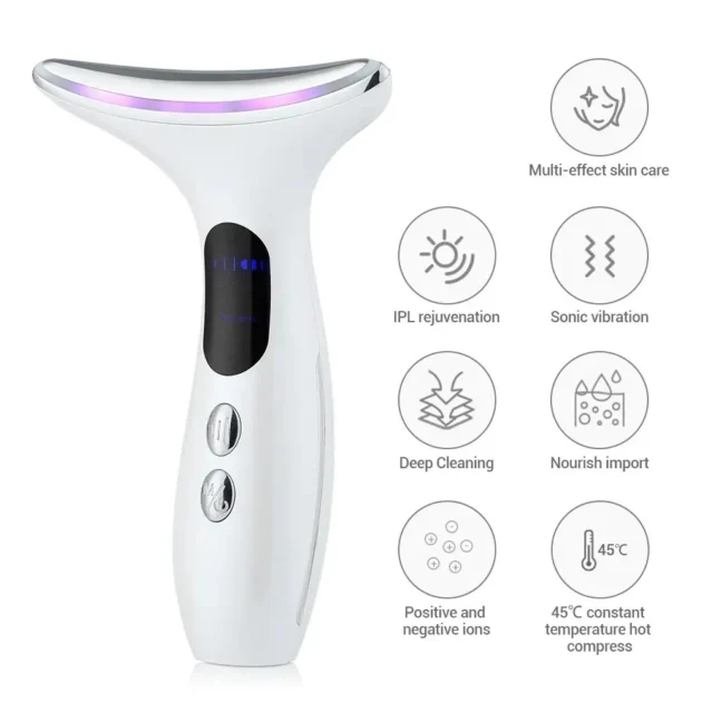 EMS Chin Lifting Face Neck Beauty Device with LED Photon Firming - Image 5