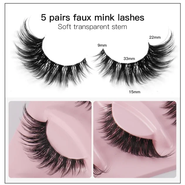 5 Pairs Cat Eye Faux Mink Lashes - Image 2