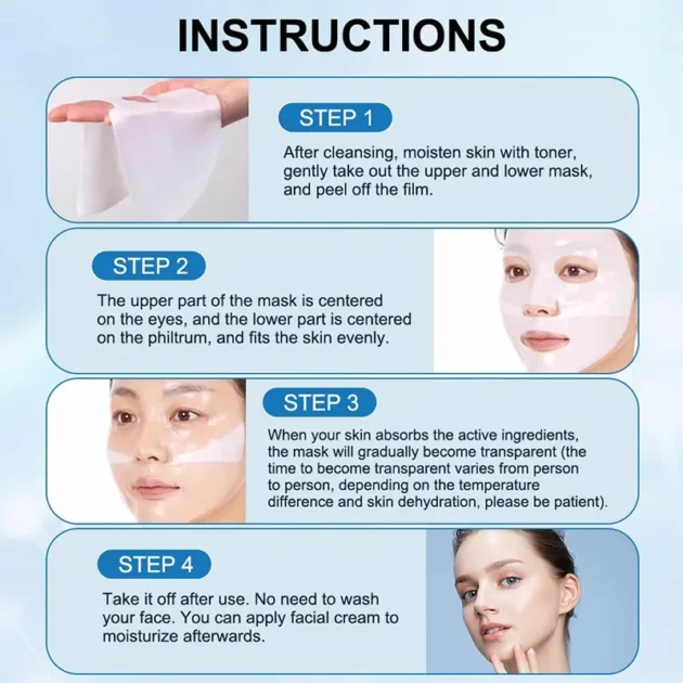 4Pcs/Box Absorbable Bio-Collagen Night Moisturizing Firming Mask - Image 5