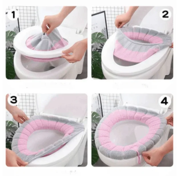 Stitched Color Portable Knitted Toilet Mat Washable Antifreeze Cover - Image 16