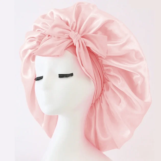 Adjustable Satin Silk Sleep Bonnet with Tie Band - Image 4