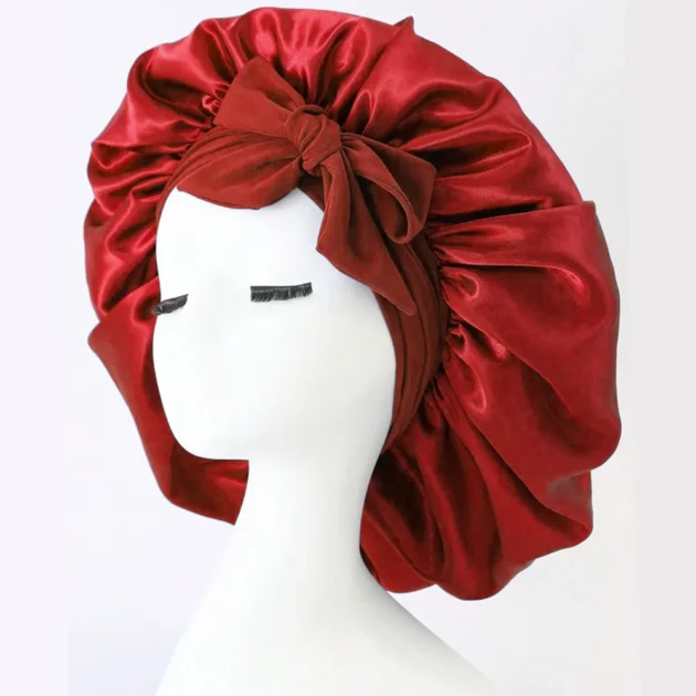 Adjustable Satin Silk Sleep Bonnet with Tie Band - Image 6