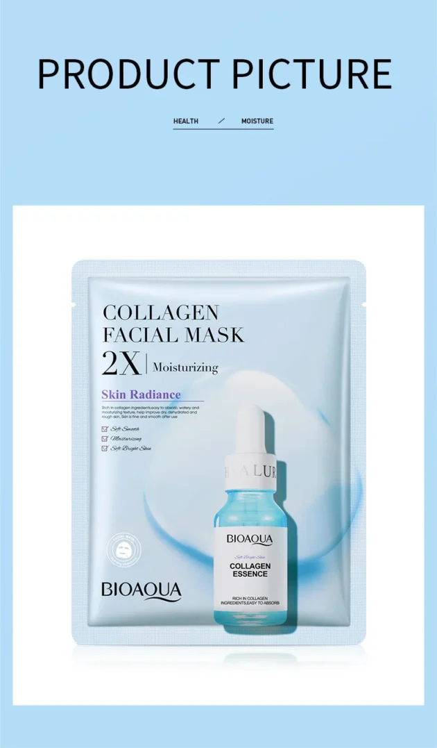 20pcs BIOAQUA Centella Collagen Face Mask for Moisturizing & Hydration - Image 21