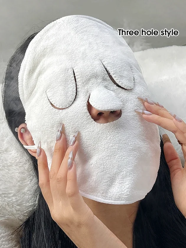 Steam Heating Soft Skin-Friendly Hot Compress Face Towel with Hanging Ear Design