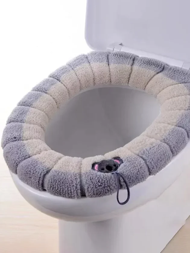 Stitched Color Portable Knitted Toilet Mat Washable Antifreeze Cover - Image 15