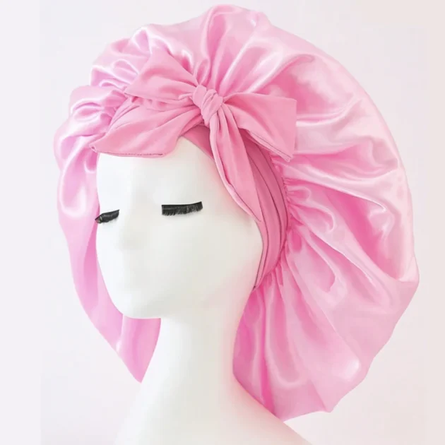 Adjustable Satin Silk Sleep Bonnet with Tie Band - Image 5