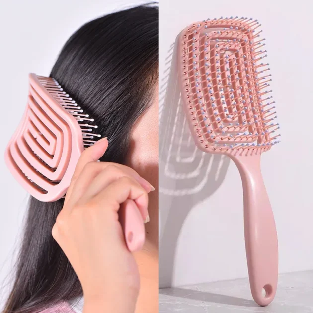 Elastic Hollow Hair Brush – Scalp Massage & Fast Drying Detangler