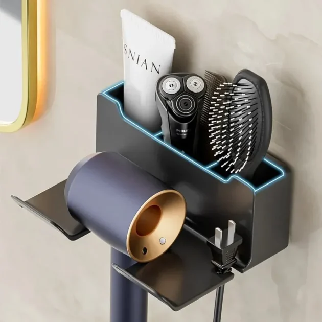 Hair Dryer Holder Wall-Mounted Stand & Organizer - Image 9