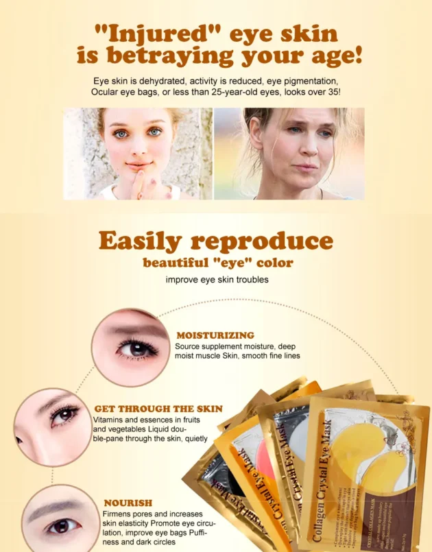 20Pcs Gold Collagen Crystal Eye Mask, Firming & Moisturizing Eye Patches - Image 12