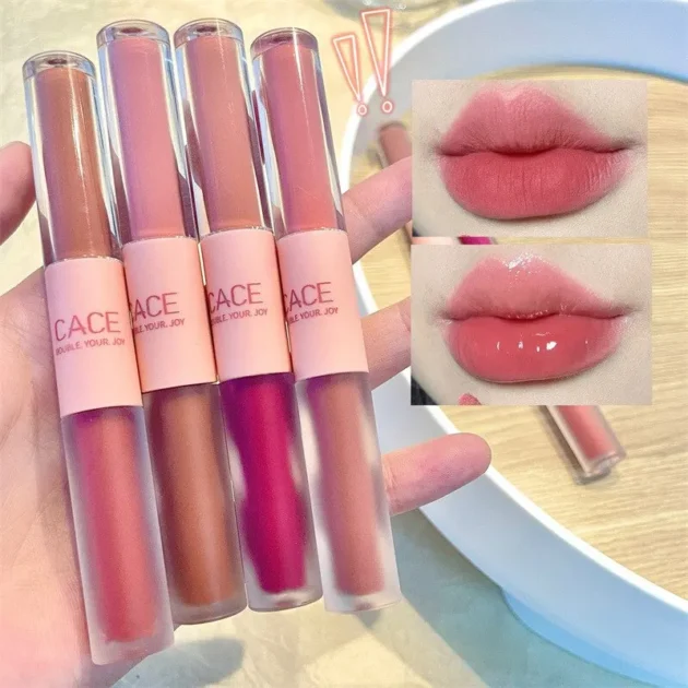 Dual-End Lip Glaze – Matte & Glossy, Long-Lasting & Moisturizing