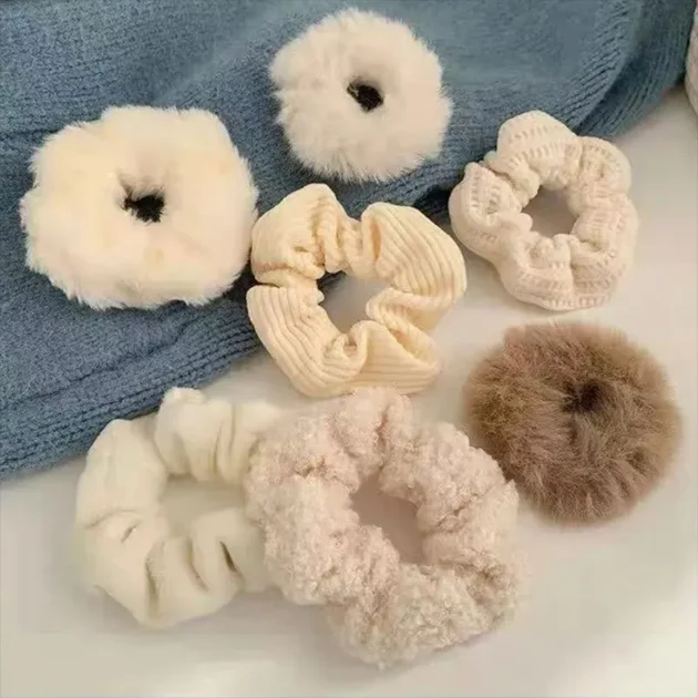 7-Piece Plush Hair Scrunchies Set – Soft Elastic Hair Ties for Women & Girls - Image 33