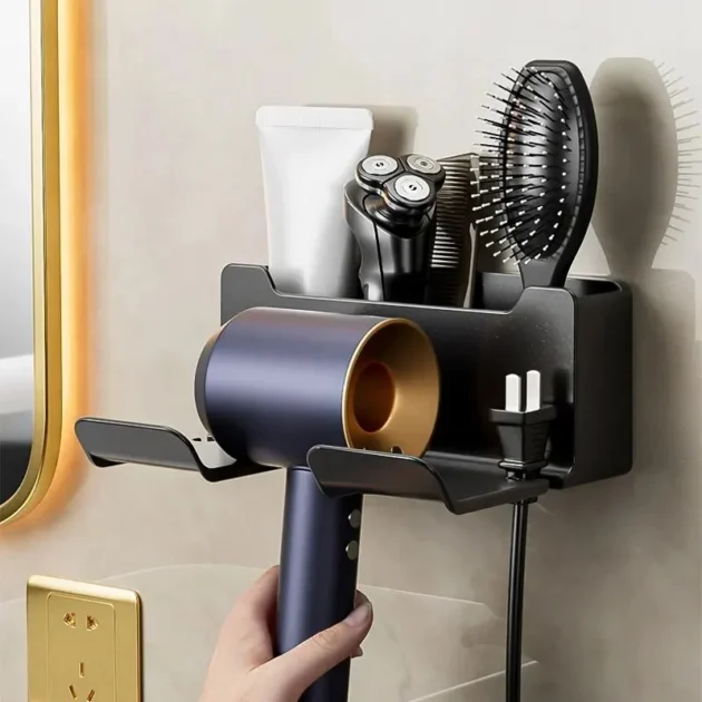 Hair Dryer Holder Wall-Mounted Stand & Organizer