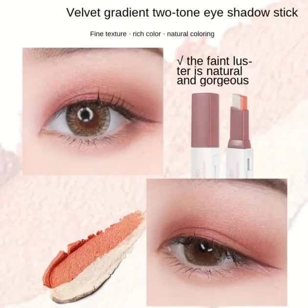 Two-Color Gradient Eye Shadow Stick, Natural 3D, Long-Lasting - Image 3