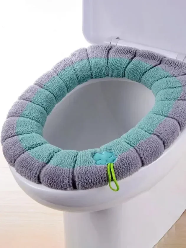 Stitched Color Portable Knitted Toilet Mat Washable Antifreeze Cover - Image 14