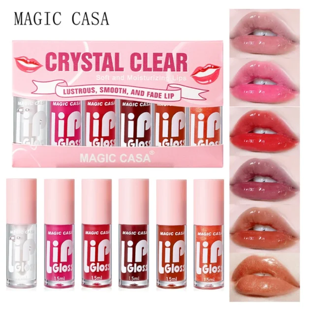 MAGIC CASA 6pcs Hydrating Jelly Lip Oil – Moisturizing & Long-Lasting Shine