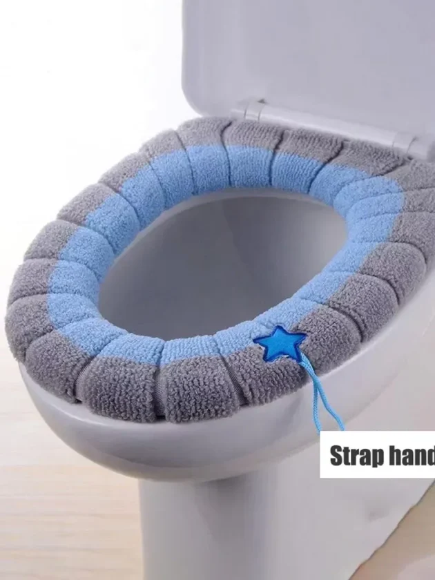 Stitched Color Portable Knitted Toilet Mat Washable Antifreeze Cover - Image 13