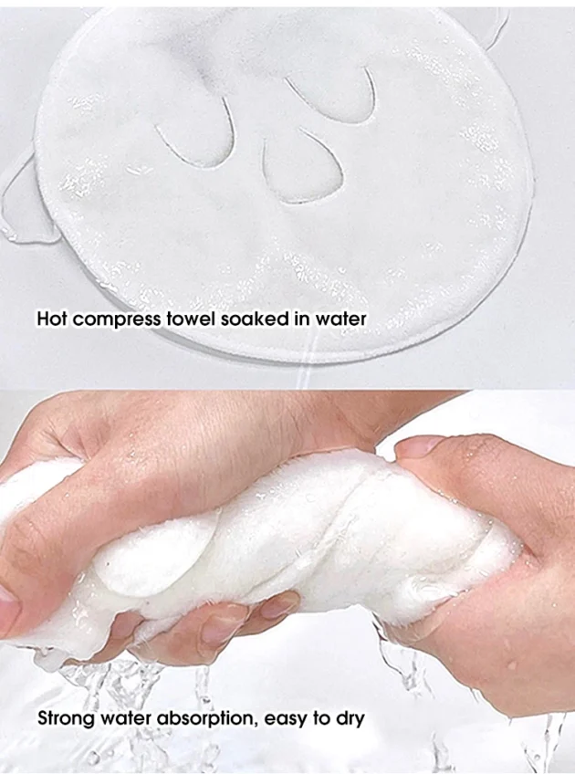 Steam Heating Soft Skin-Friendly Hot Compress Face Towel with Hanging Ear Design - Image 16