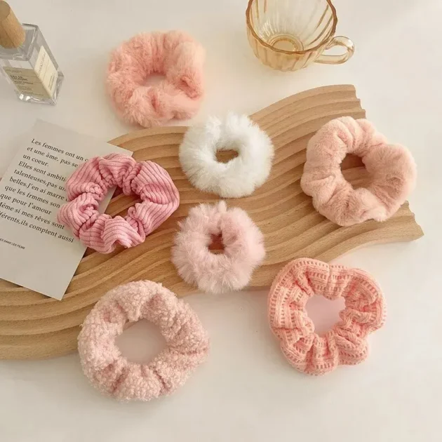 7-Piece Plush Hair Scrunchies Set – Soft Elastic Hair Ties for Women & Girls - Image 20