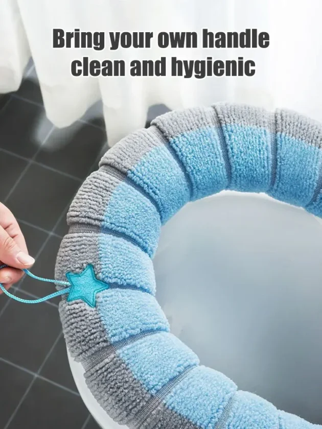 Stitched Color Portable Knitted Toilet Mat Washable Antifreeze Cover - Image 9