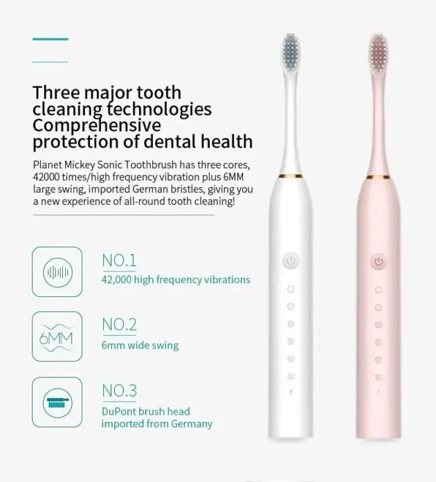 Electric Ultrasonic Toothbrush – 6 Modes, USB Rechargeable, Waterproof - Image 10