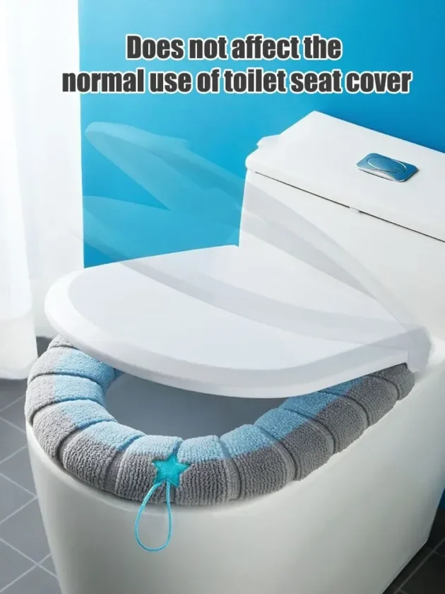 Stitched Color Portable Knitted Toilet Mat Washable Antifreeze Cover - Image 8